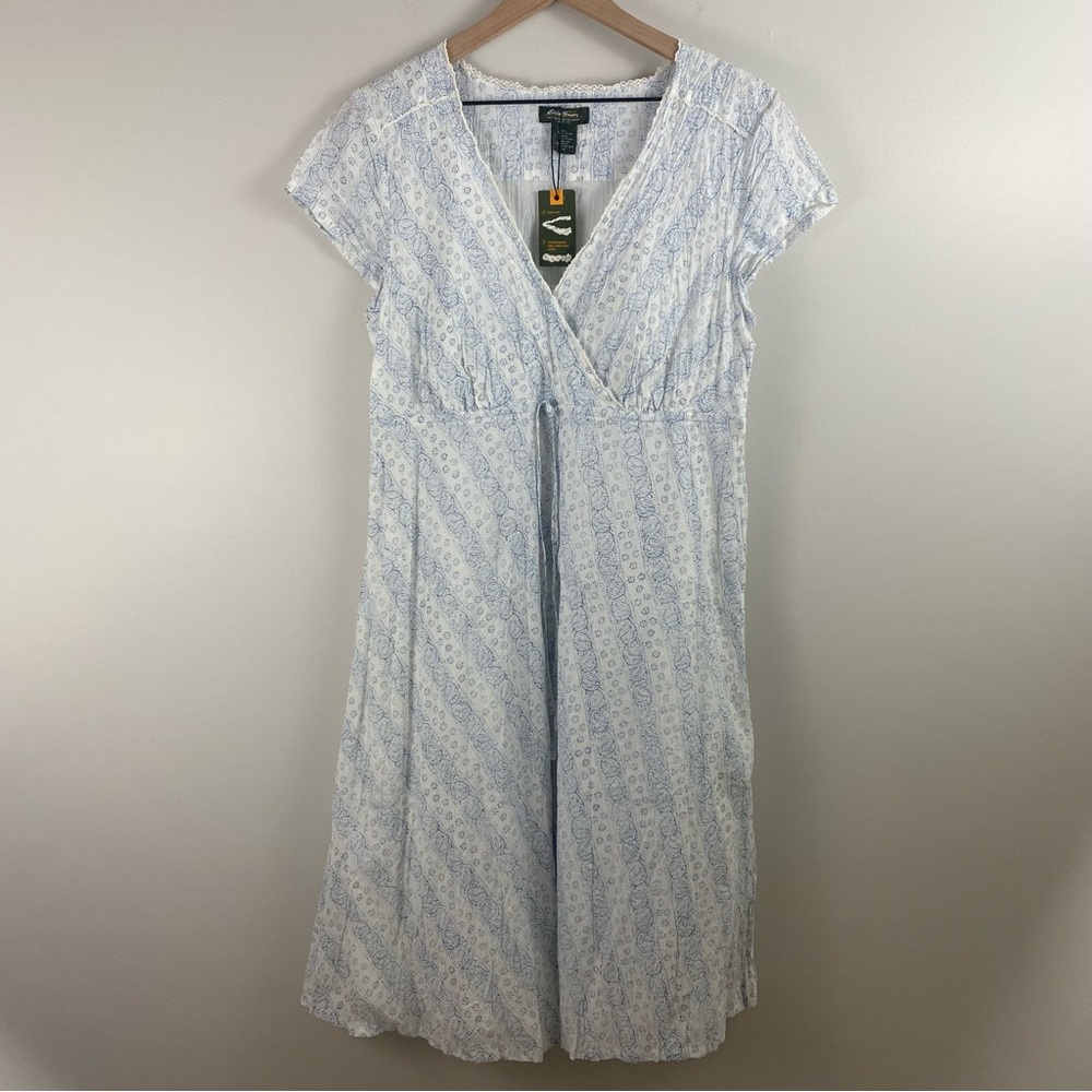 Eddie Bauer Light Blue and White Midi Dress